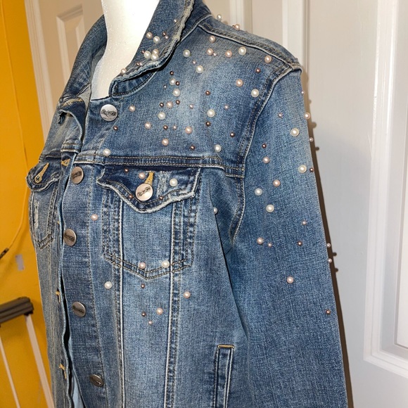 Nanette Lepore Jeans Jacket With Pearls - Picture 4 of 10